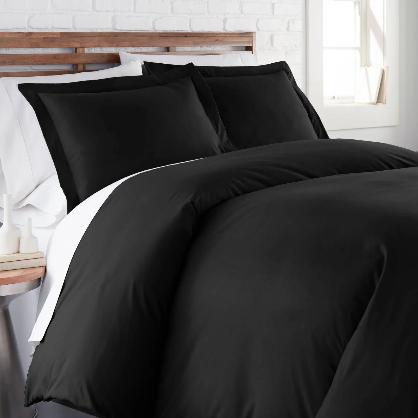 Luxe Microfiber Duvet Set, Black