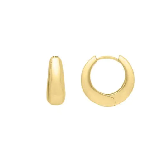 14K Tapered Huggie Hoops