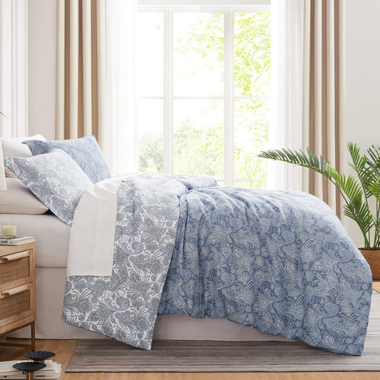 Madeline Print Duvet Slip Cover Set, Blue